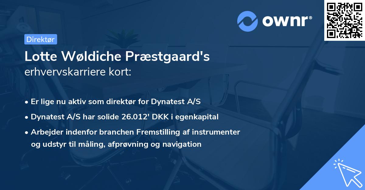 Lotte Wøldiche Præstgaard's erhvervskarriere kort