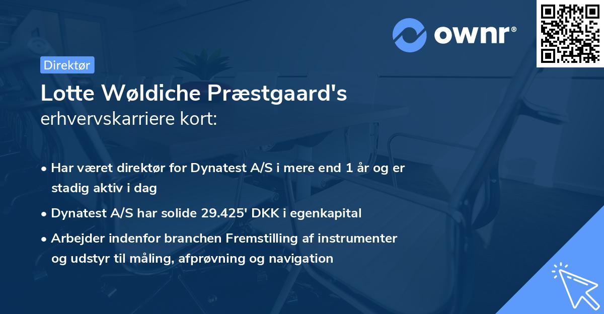 Lotte Wøldiche Præstgaard's erhvervskarriere kort