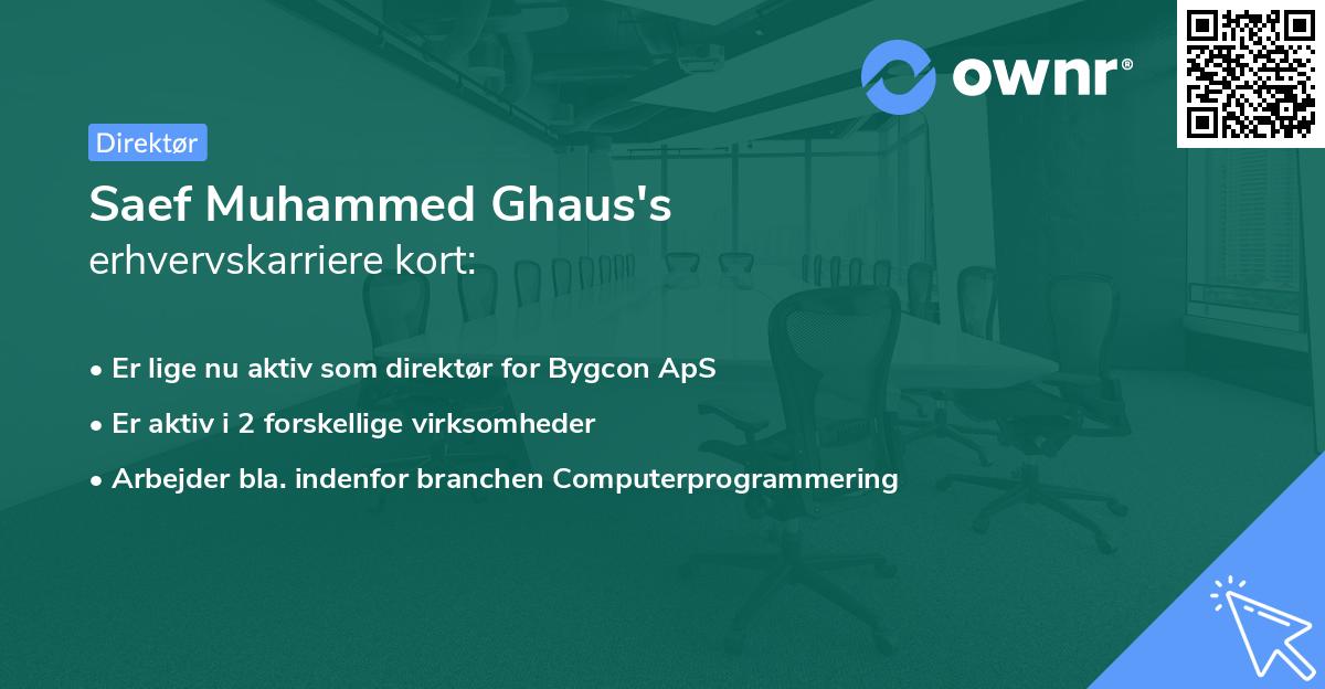 Saef Muhammed Ghaus's erhvervskarriere kort