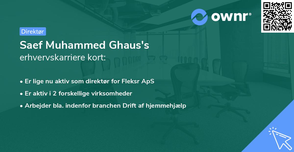 Saef Muhammed Ghaus's erhvervskarriere kort