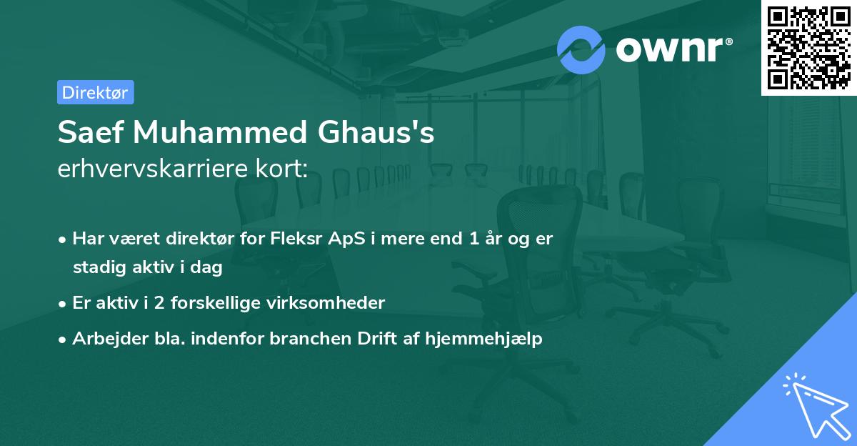Saef Muhammed Ghaus's erhvervskarriere kort