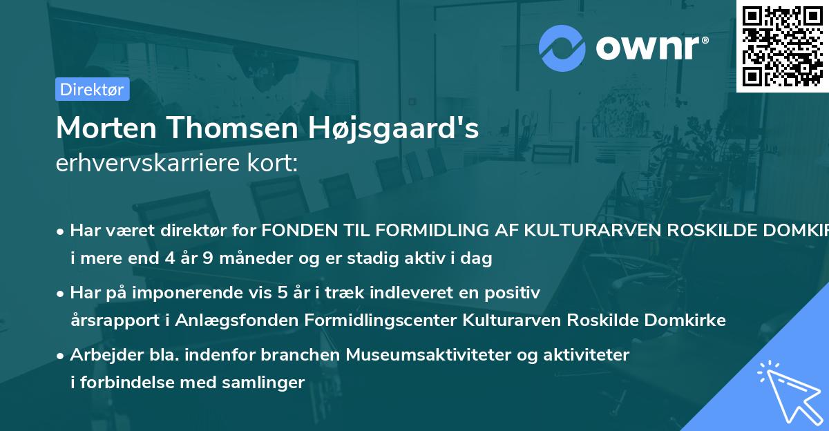 Morten Thomsen Højsgaard's erhvervskarriere kort
