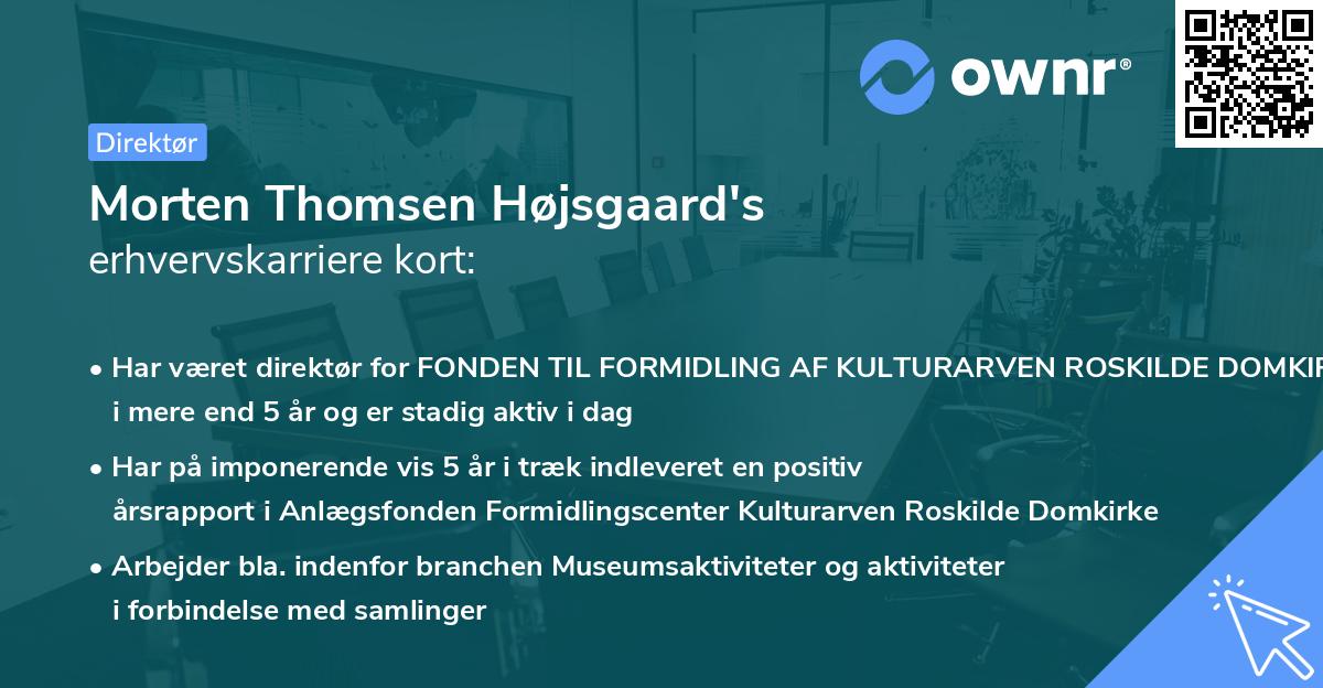Morten Thomsen Højsgaard's erhvervskarriere kort