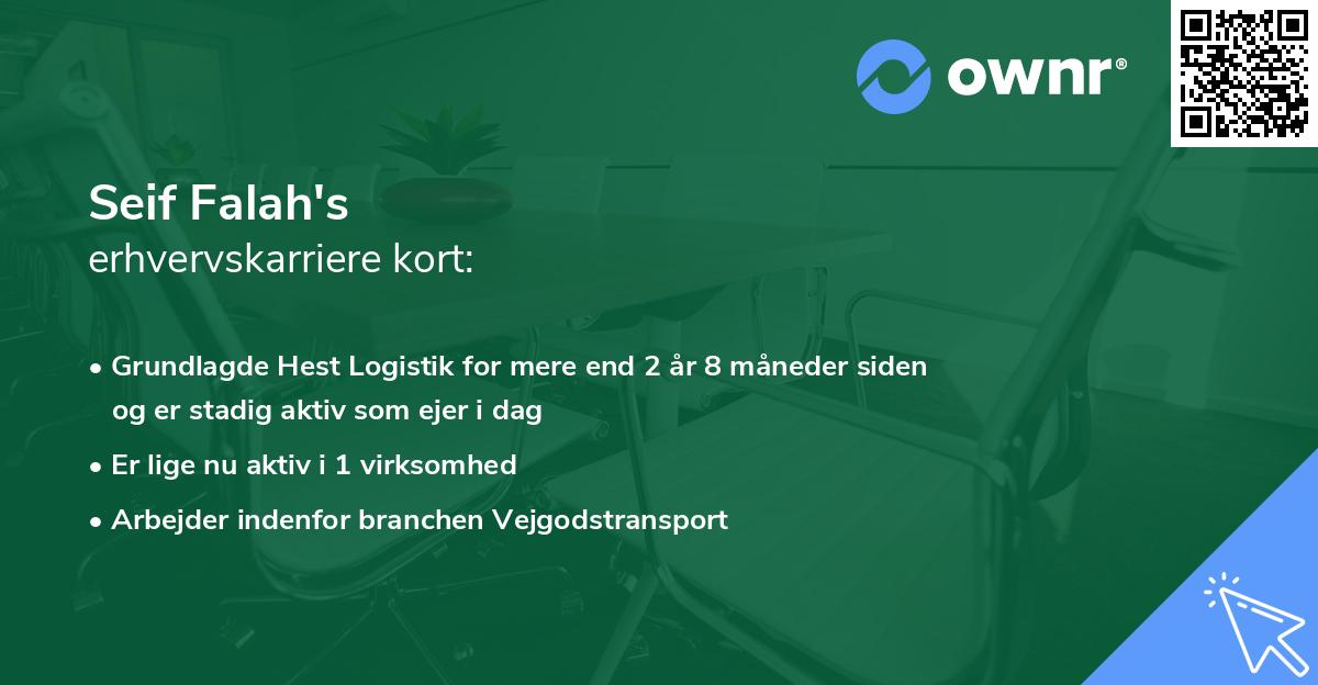 Seif Falah's erhvervskarriere kort