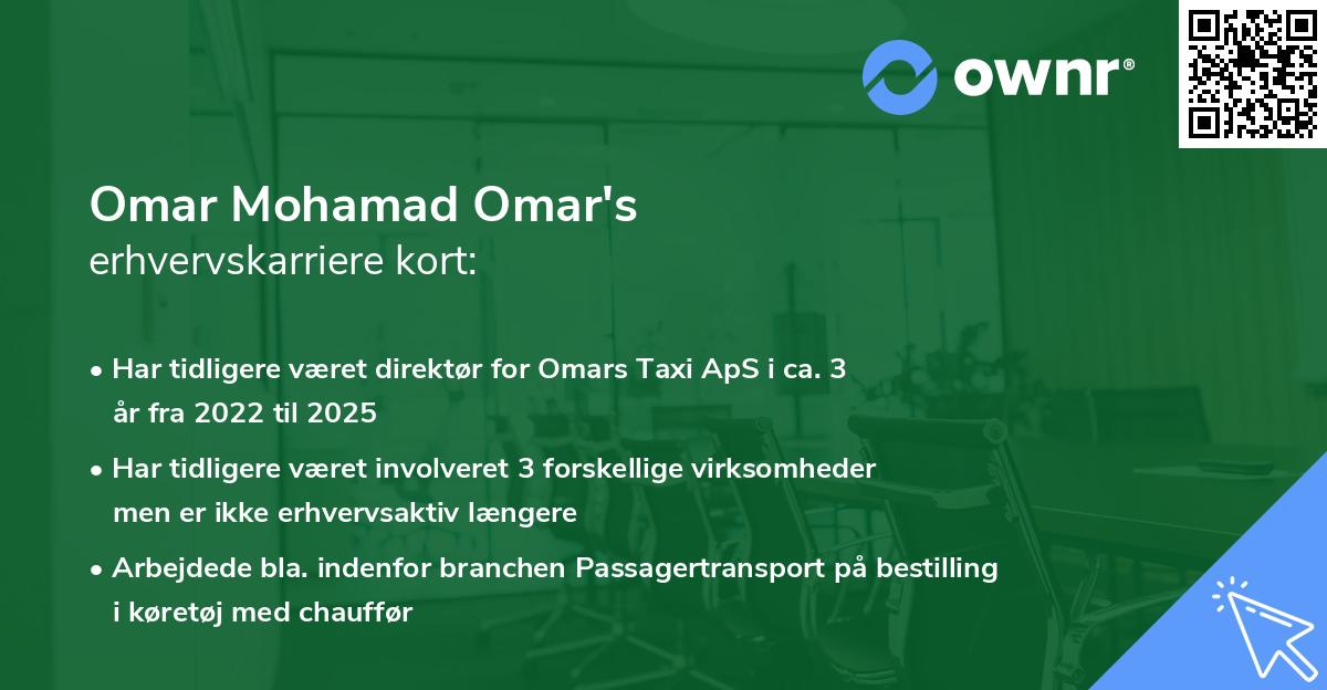 Omar Mohamad Omar's erhvervskarriere kort
