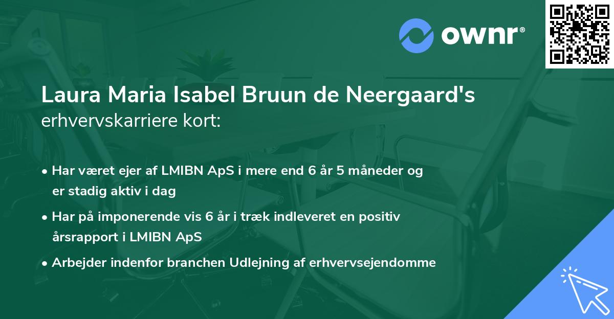 Laura Maria Isabel Bruun de Neergaard's erhvervskarriere kort