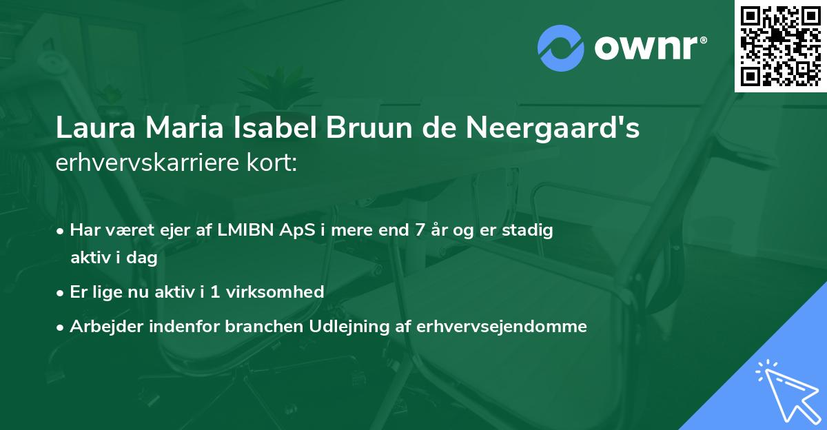 Laura Maria Isabel Bruun de Neergaard's erhvervskarriere kort