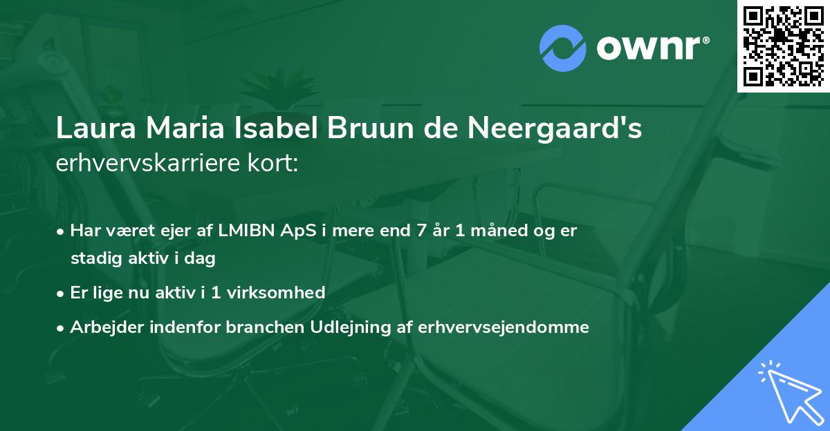 Laura Maria Isabel Bruun de Neergaard's erhvervskarriere kort
