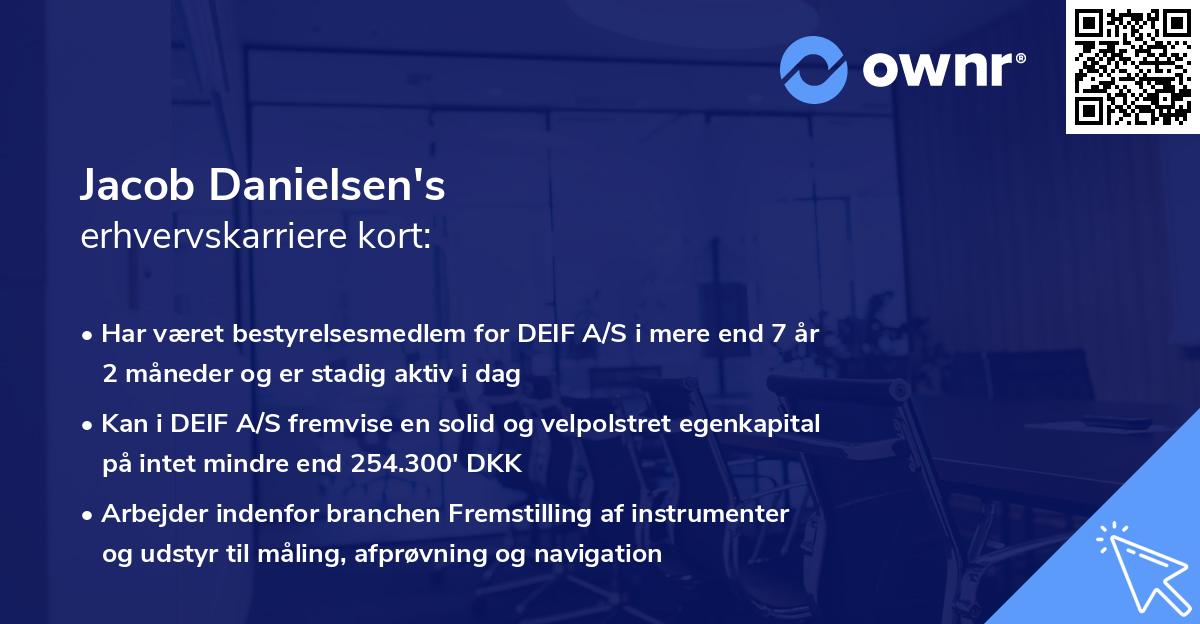 Jacob Danielsen's erhvervskarriere kort