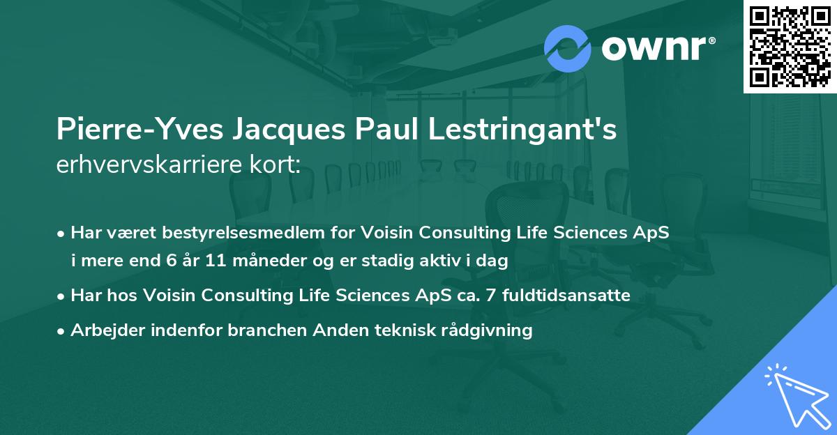 Pierre-Yves Jacques Paul Lestringant's erhvervskarriere kort