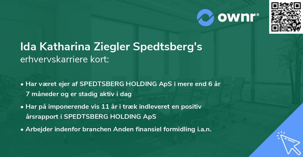 Ida Katharina Ziegler Spedtsberg's erhvervskarriere kort