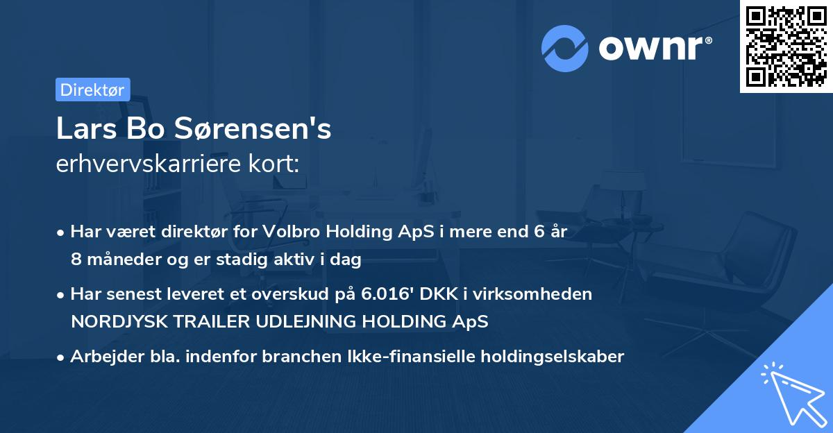 Lars Bo Sørensen's erhvervskarriere kort