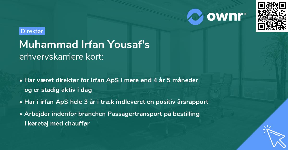 Muhammad Irfan Yousaf's erhvervskarriere kort