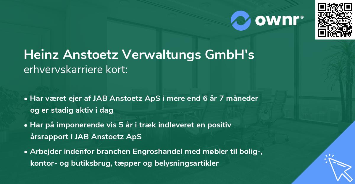 Heinz Anstoetz Verwaltungs GmbH's erhvervskarriere kort