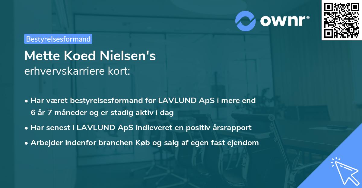 Mette Koed Nielsen's erhvervskarriere kort