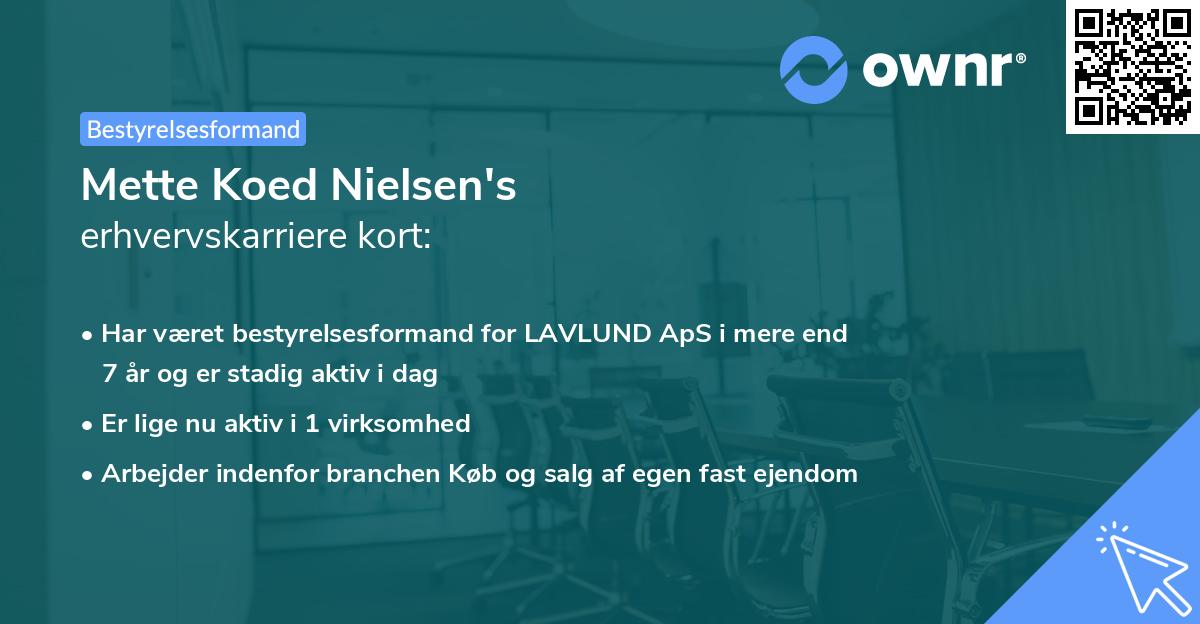 Mette Koed Nielsen's erhvervskarriere kort