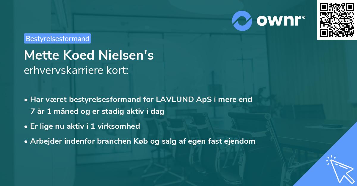 Mette Koed Nielsen's erhvervskarriere kort