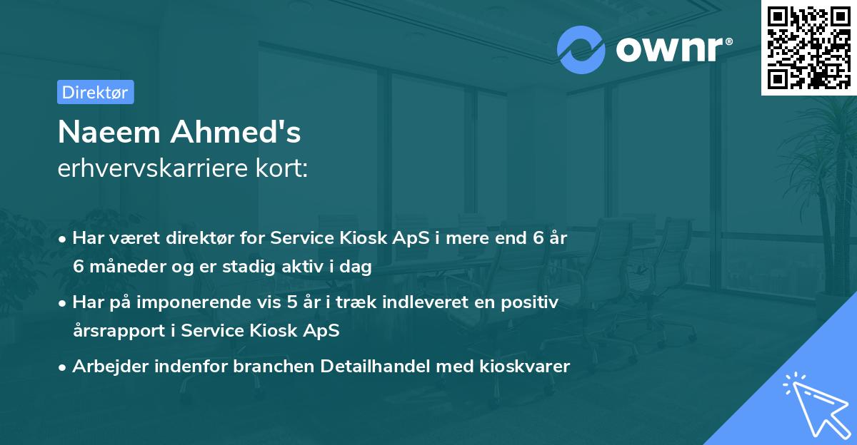 Naeem Ahmed's erhvervskarriere kort