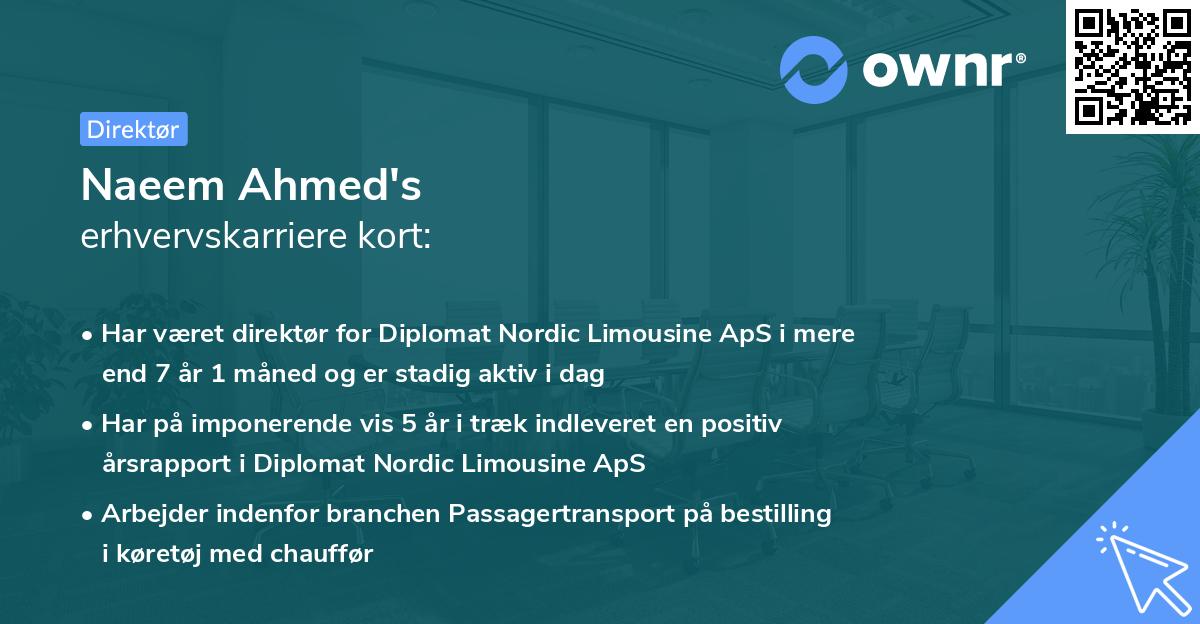 Naeem Ahmed's erhvervskarriere kort