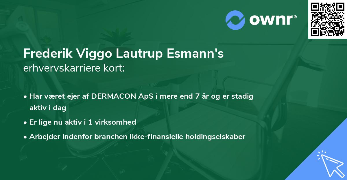 Frederik Viggo Lautrup Esmann's erhvervskarriere kort