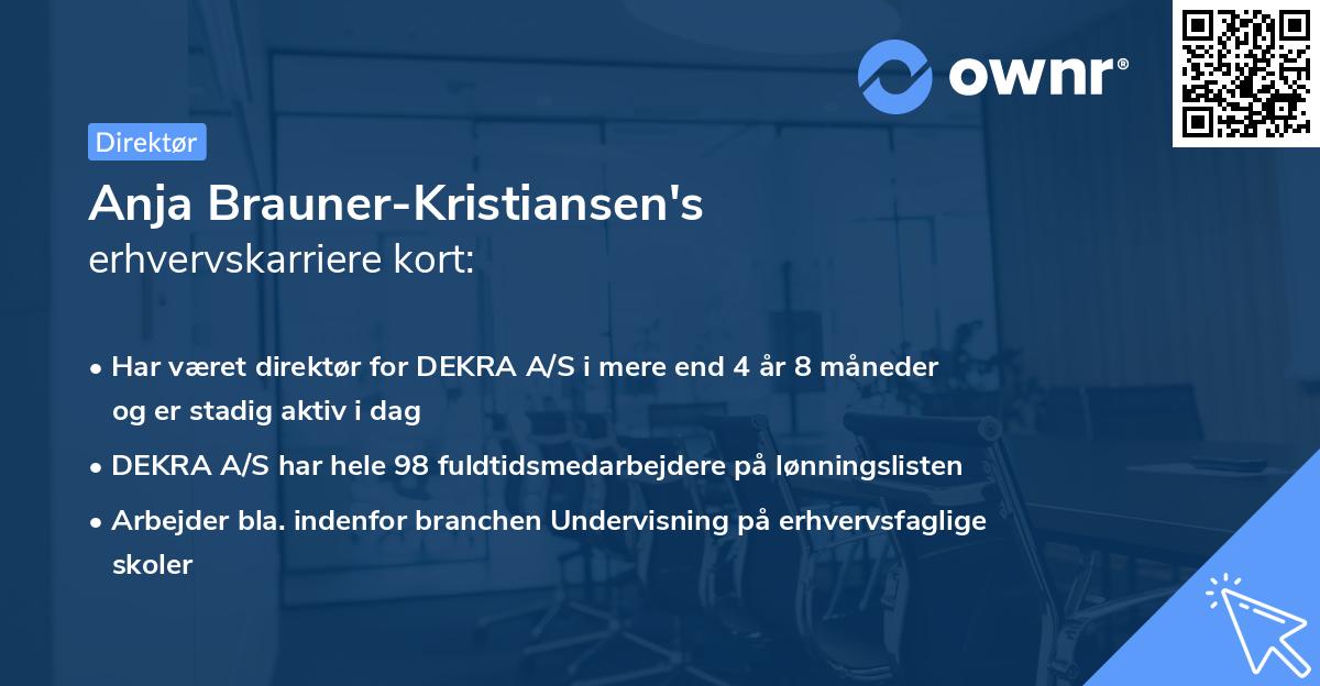 Anja Brauner-Kristiansen's erhvervskarriere kort