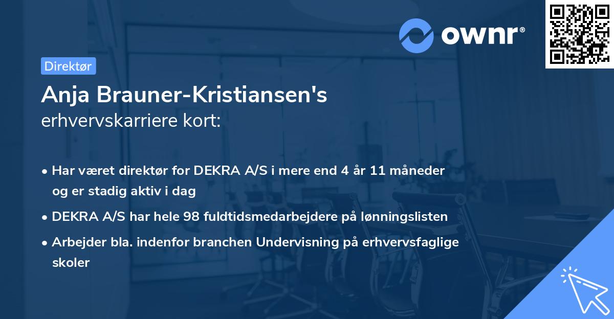 Anja Brauner-Kristiansen's erhvervskarriere kort