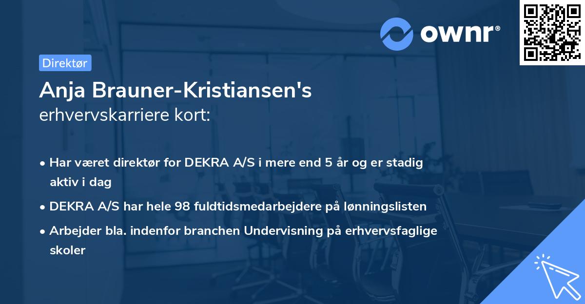 Anja Brauner-Kristiansen's erhvervskarriere kort
