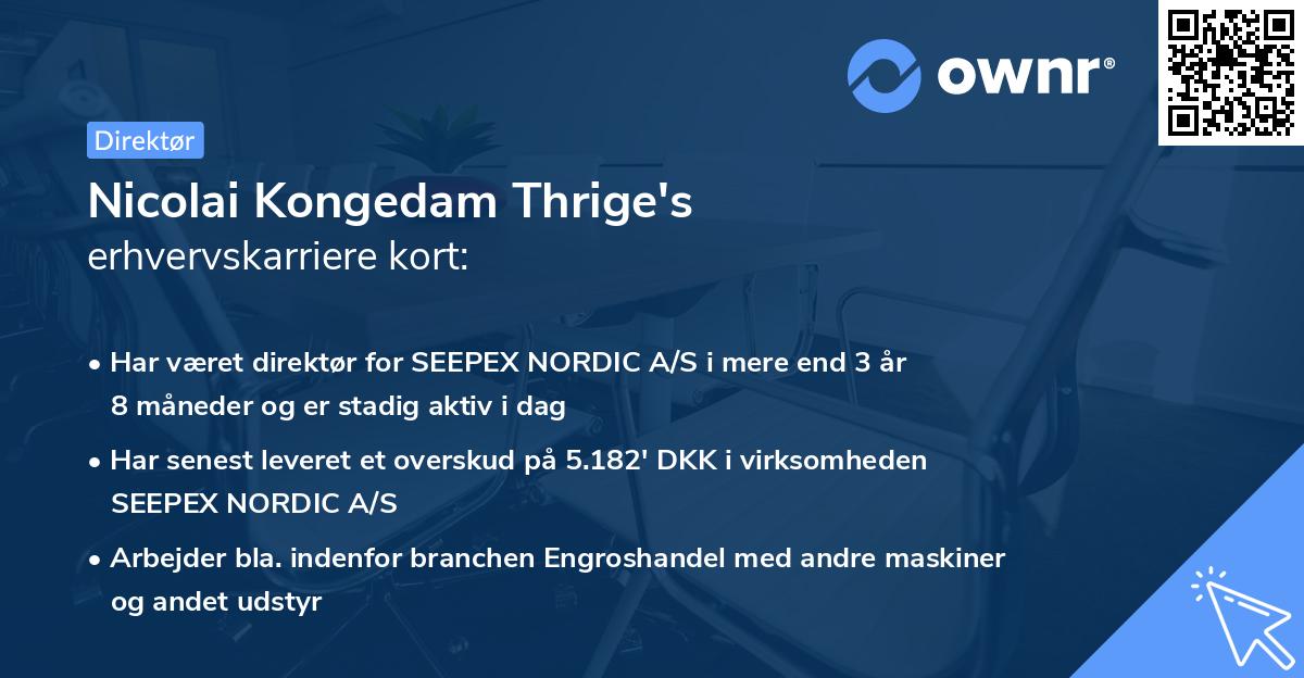 Nicolai Kongedam Thrige's erhvervskarriere kort