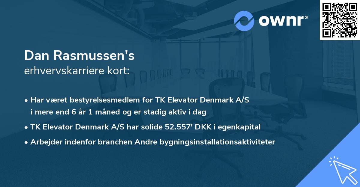 Dan Rasmussen's erhvervskarriere kort