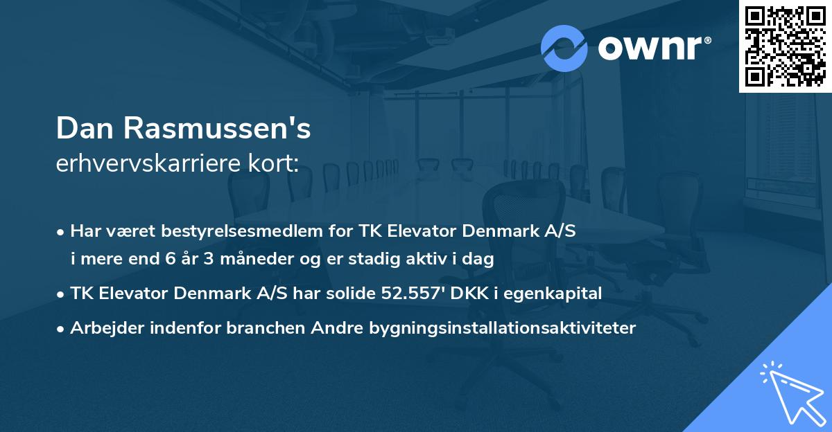 Dan Rasmussen's erhvervskarriere kort