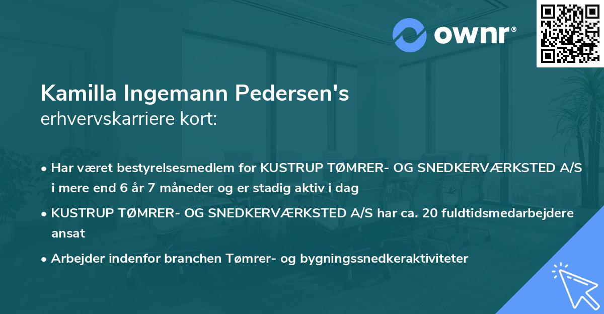 Kamilla Ingemann Pedersen's erhvervskarriere kort