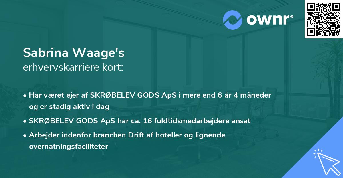 Sabrina Waage's erhvervskarriere kort