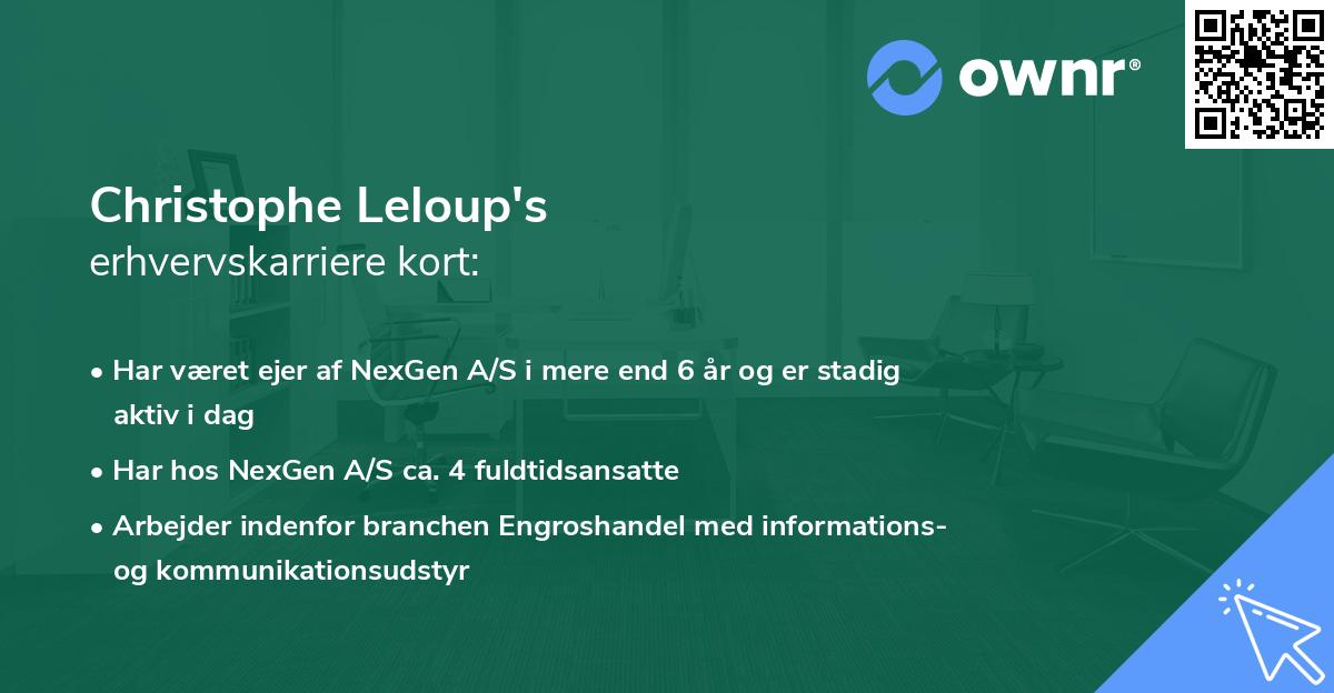 Christophe Leloup's erhvervskarriere kort