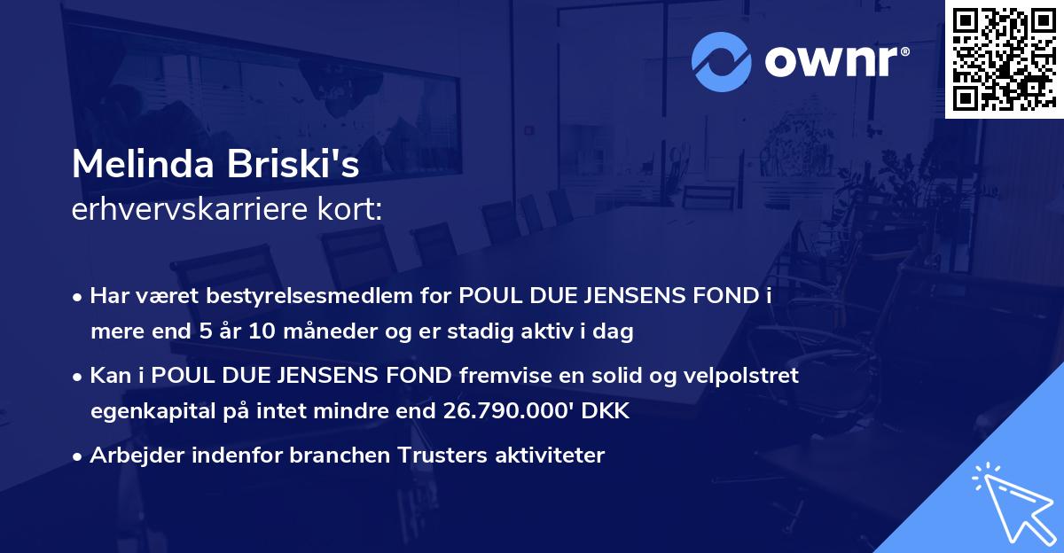 Melinda Briski's erhvervskarriere kort