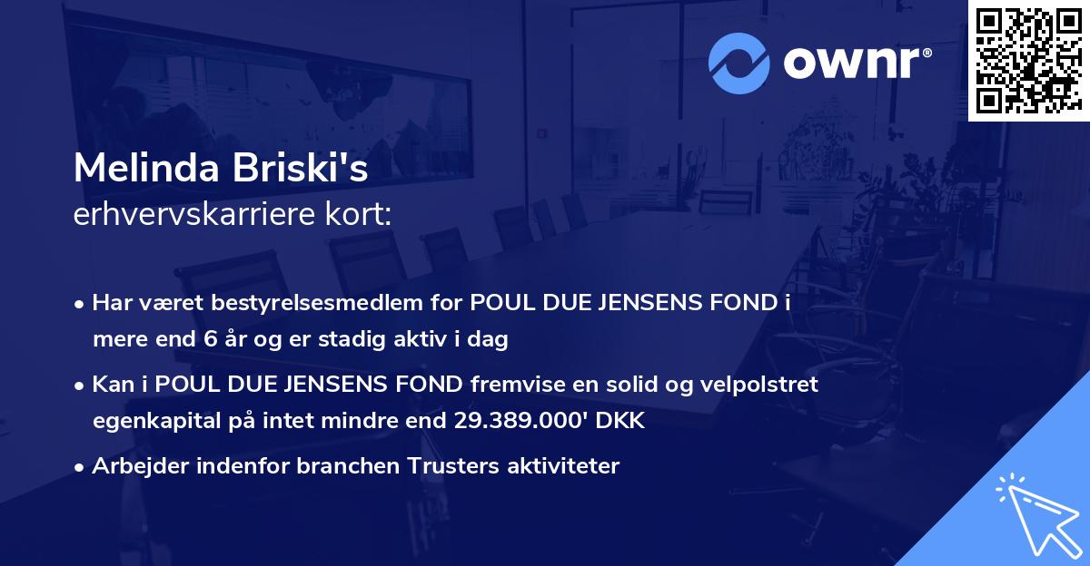 Melinda Briski's erhvervskarriere kort