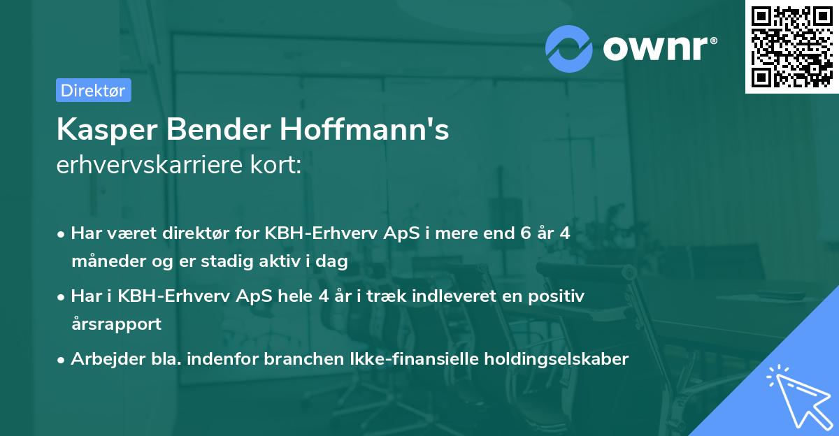 Kasper Bender Hoffmann's erhvervskarriere kort