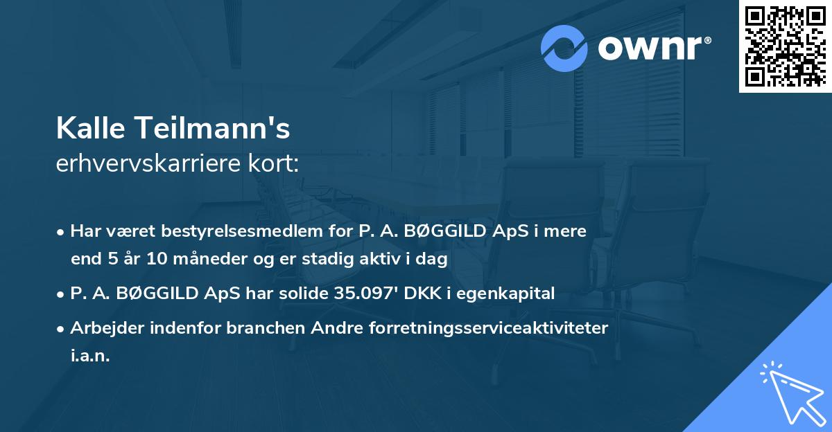 Kalle Teilmann's erhvervskarriere kort