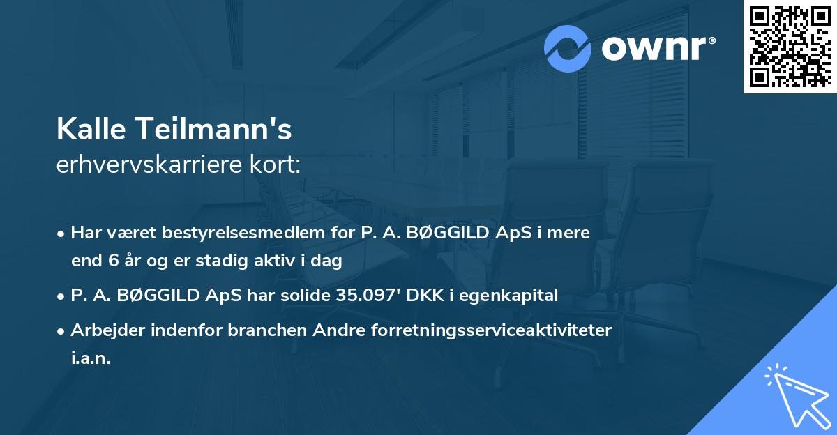 Kalle Teilmann's erhvervskarriere kort
