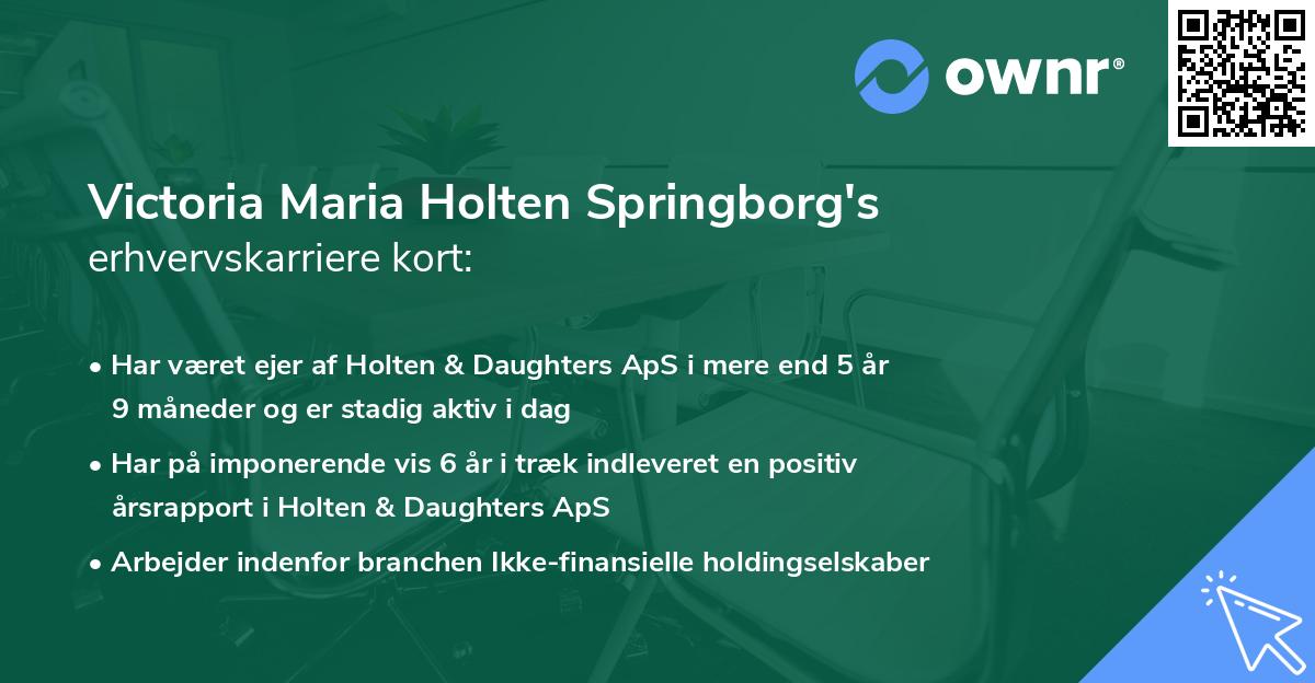 Victoria Maria Holten Springborg's erhvervskarriere kort