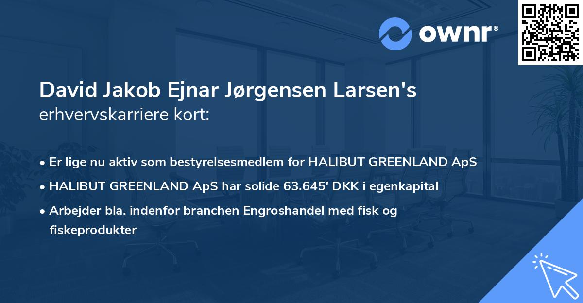 David Jakob Ejnar Jørgensen Larsen's erhvervskarriere kort