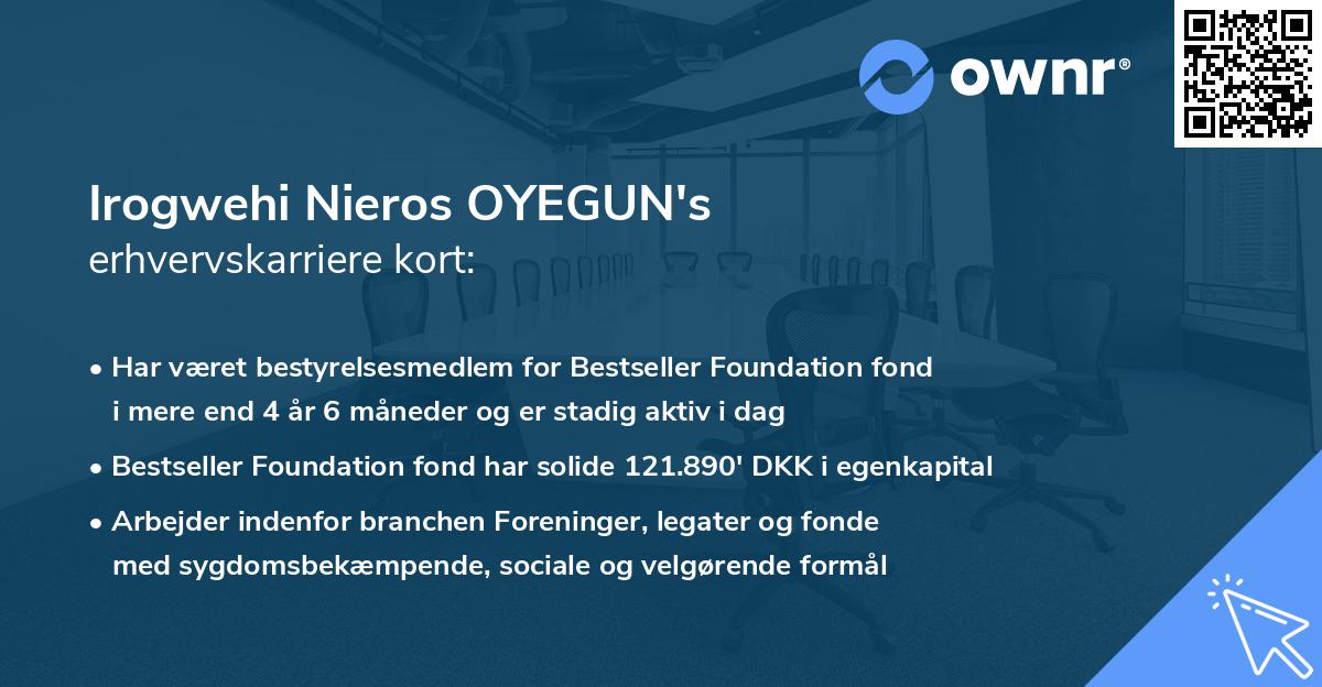 Irogwehi Nieros OYEGUN's erhvervskarriere kort