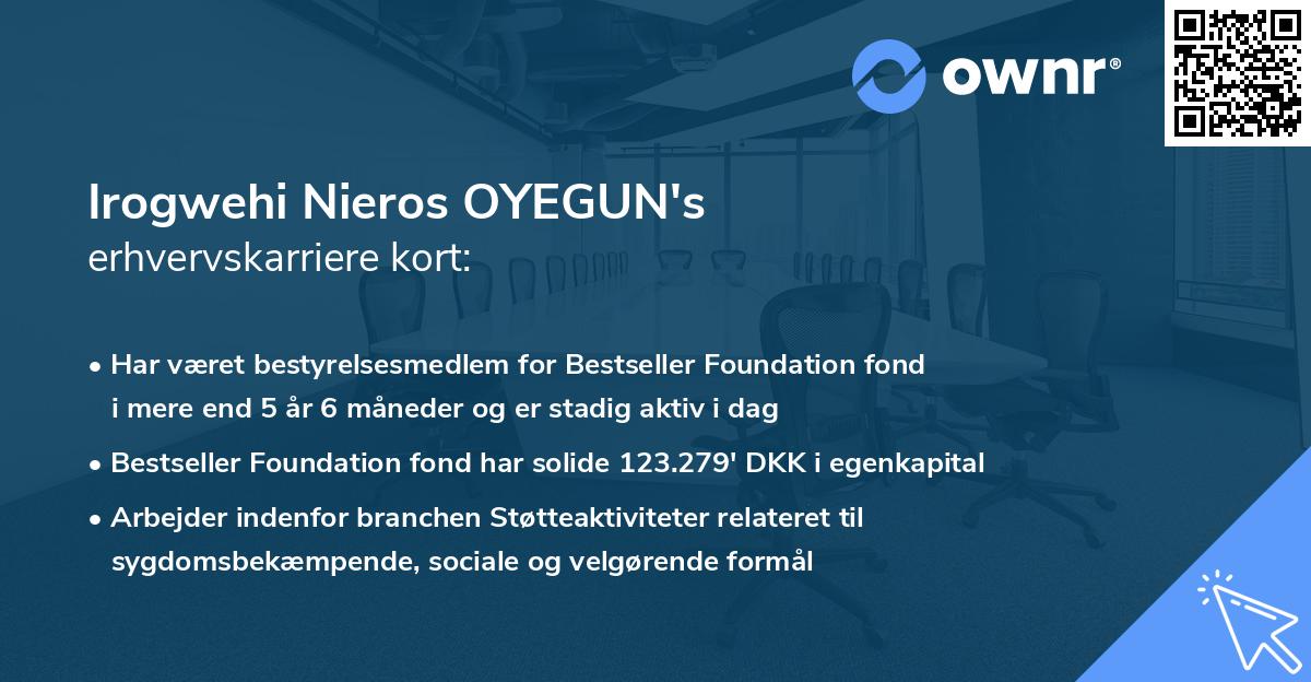 Irogwehi Nieros OYEGUN's erhvervskarriere kort