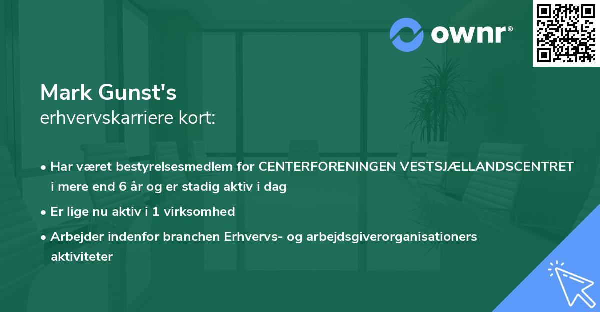 Mark Gunst's erhvervskarriere kort