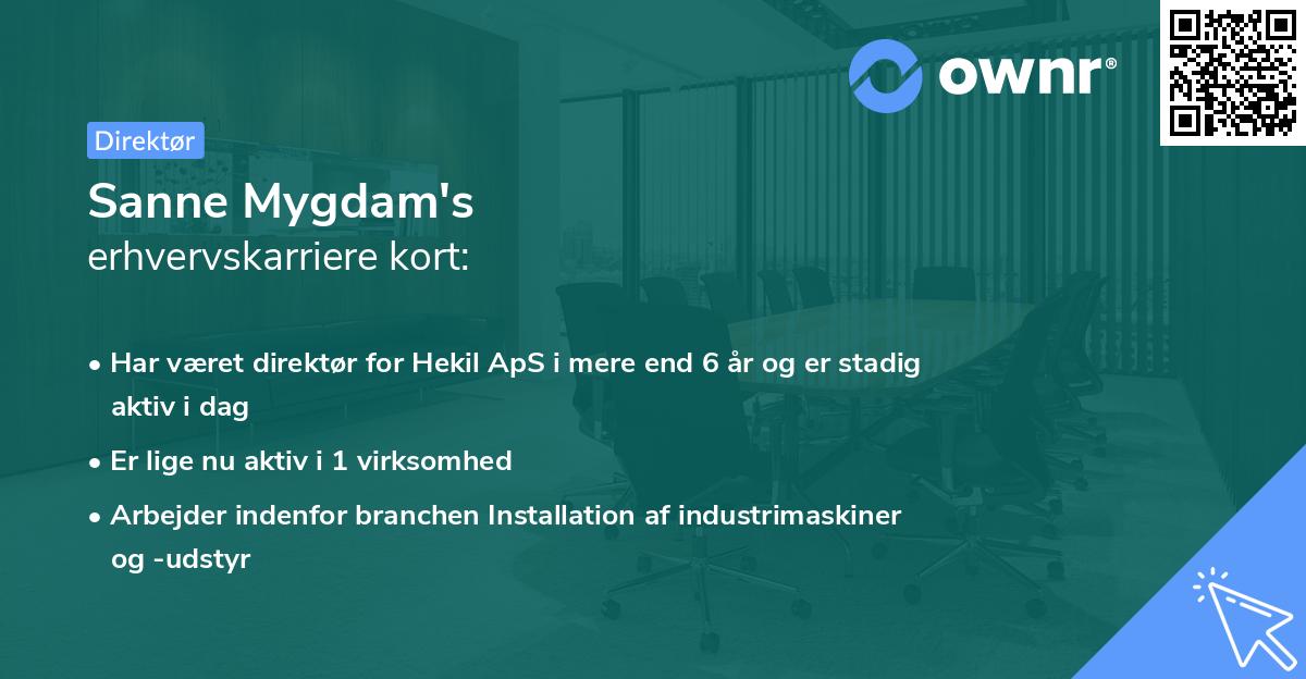 Sanne Mygdam's erhvervskarriere kort