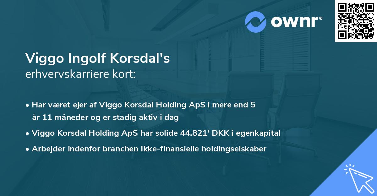 Viggo Ingolf Korsdal's erhvervskarriere kort