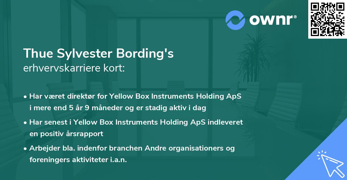 Thue Sylvester Bording's erhvervskarriere kort