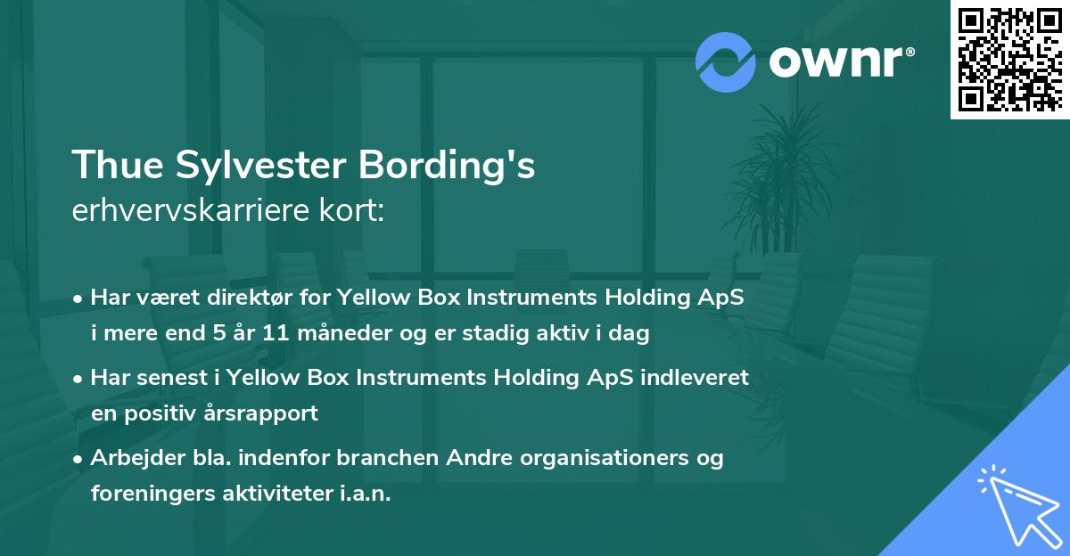 Thue Sylvester Bording's erhvervskarriere kort