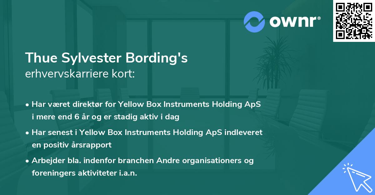 Thue Sylvester Bording's erhvervskarriere kort