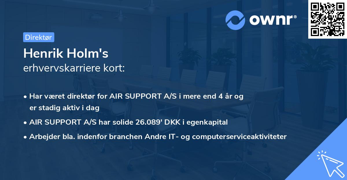 Henrik Holm's erhvervskarriere kort