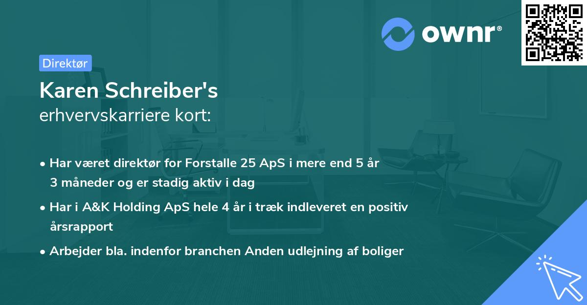 Karen Schreiber's erhvervskarriere kort